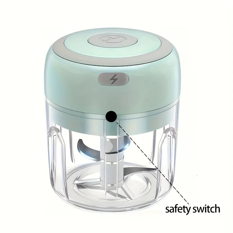 250ml Portable Electric Mini Garlic Chopper | USB rechargeable stainless steel blade  Ideal for garlic ginger  chili
