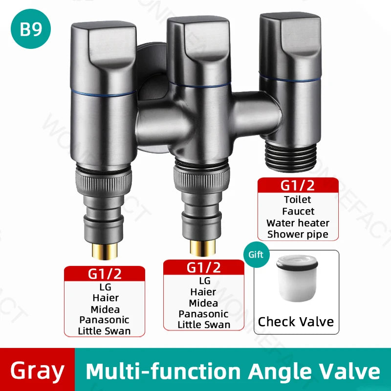 G1/2  Multi Function Washing Machine Faucet Brass Water Stop Quick Opening Angle Valve Wall Mounted  Bathroom Tool Accessories