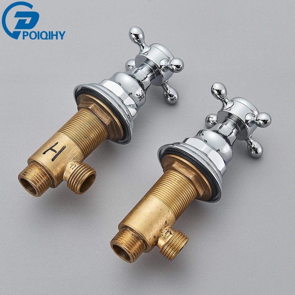 2pc Handles for Basin Faucet Deck Mounted Brass Hot and Cold Control Valve Mixer Handle Bath Faucet Switch Handles for Bathroom