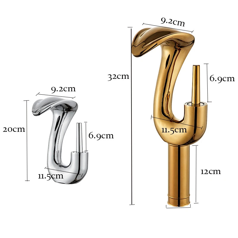 BAKALA Waterfall Chrome Single Handle Bathroom Faucet Solid Brass Dressing Table Sink Basin Tap with Drain Set