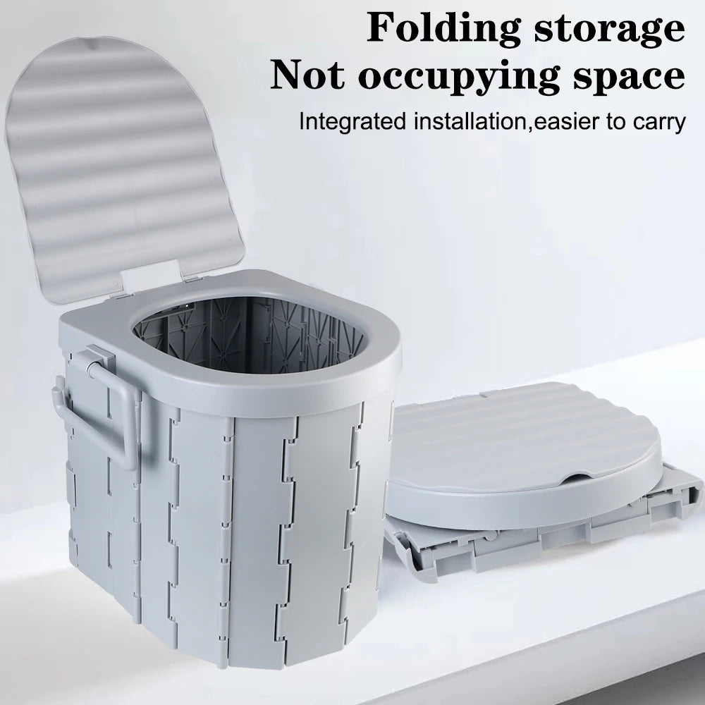 Portable Folding Toilet with Lid Travel Bucket Toilet Seat Car Folding Toilets Camping Toilet Emergency Toilet