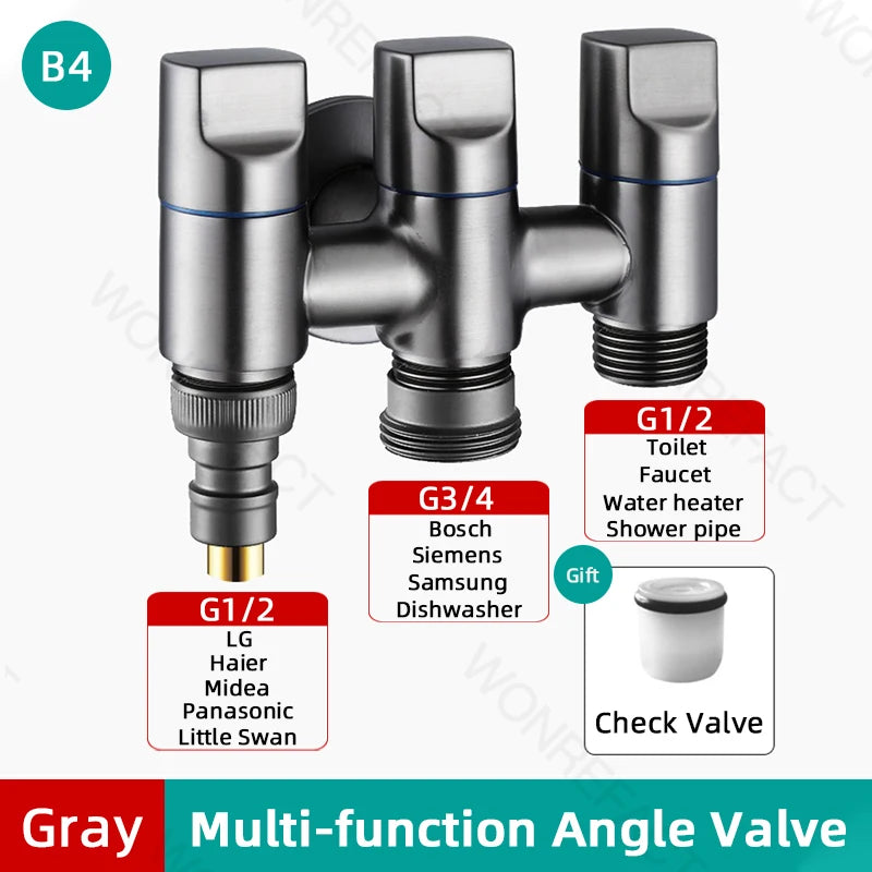 G1/2  Multi Function Washing Machine Faucet Brass Water Stop Quick Opening Angle Valve Wall Mounted  Bathroom Tool Accessories