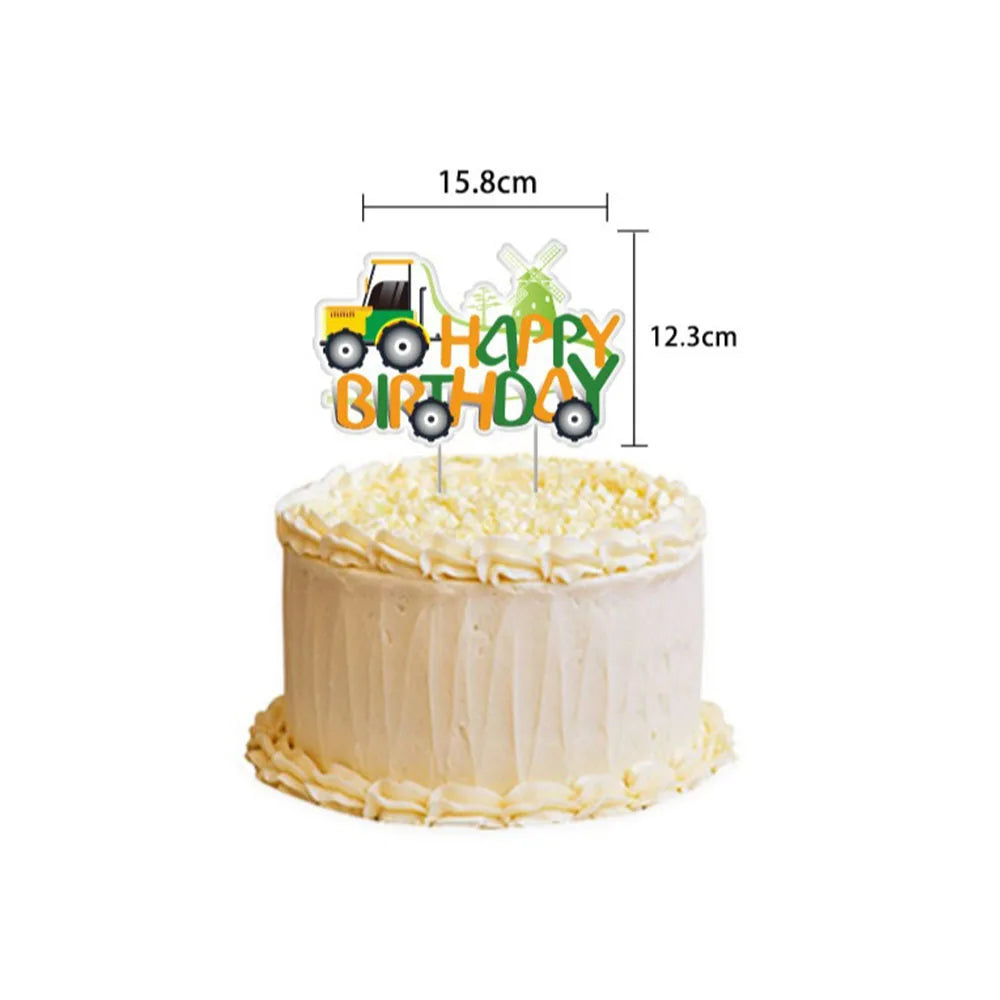 Tractor Cake Topper Green Farm Vehicle Cars Happy Birthday Cake Topper Kids Farm Tractor Themed Party Tractor Cake Decortions