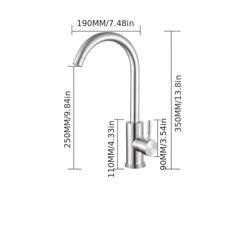 [Stainless Steel Faucet] 360° Rotatable Stainless Steel Kitchen Sink Faucet | Dual-Control Hot and Cold Water, Brushed Finish
