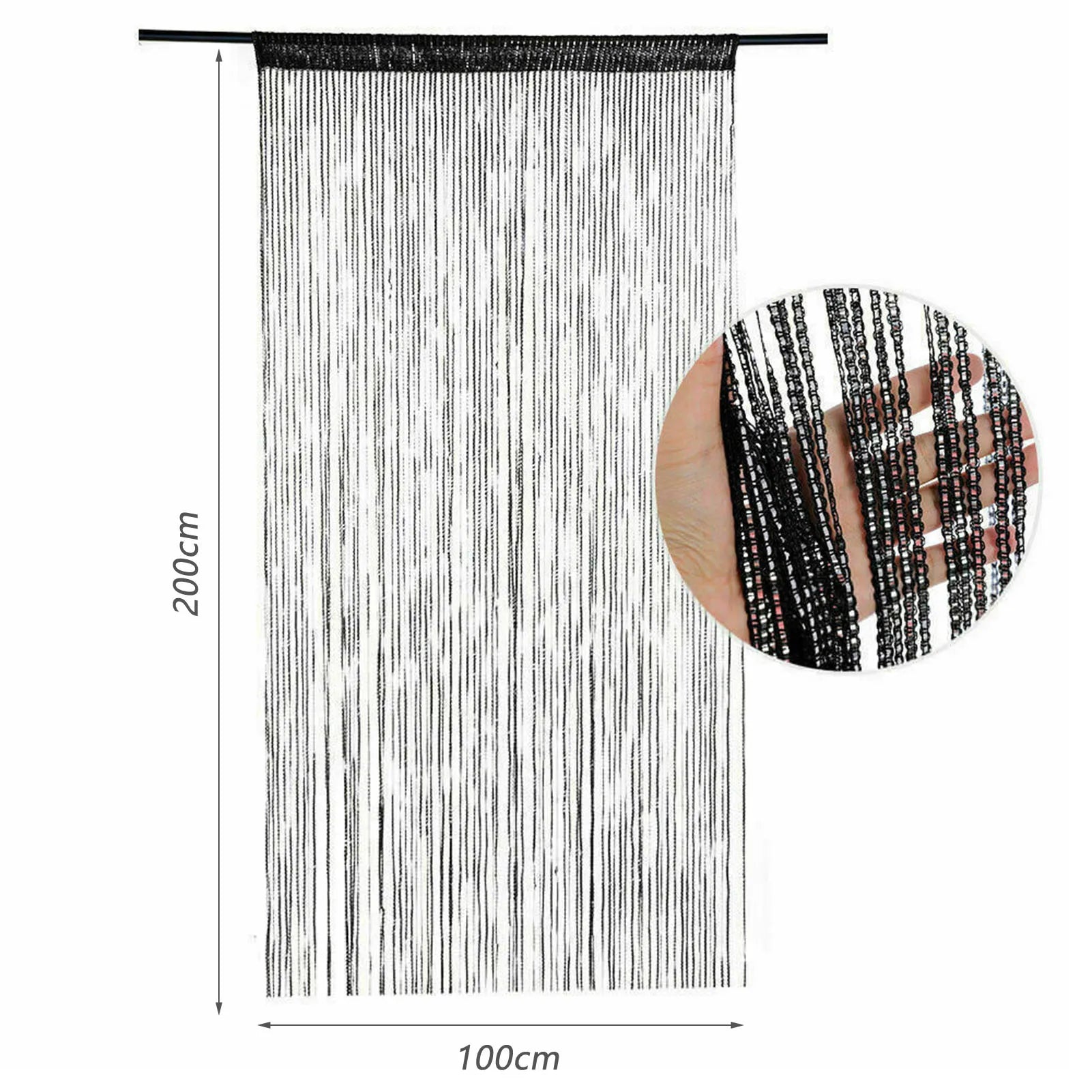 200X100Cm Living Room Multi-Color Tassels  Linear  Silk Thread Curtain Suitable for Privacy Screen Home Door Curtain Decoration
