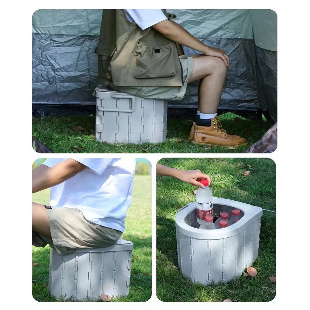 Portable Folding Toilet with Lid Travel Bucket Toilet Seat Car Folding Toilets Camping Toilet Emergency Toilet