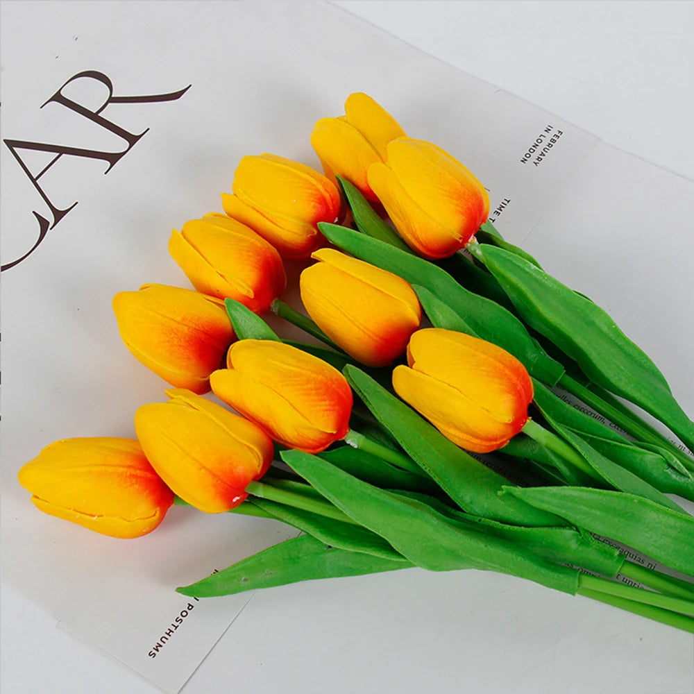 5 PCS Tulips Artificial Flowers Bunch Real Touch Tulip Flowers for Home Wedding Fake Flowers Bridal Bouquet Decoration