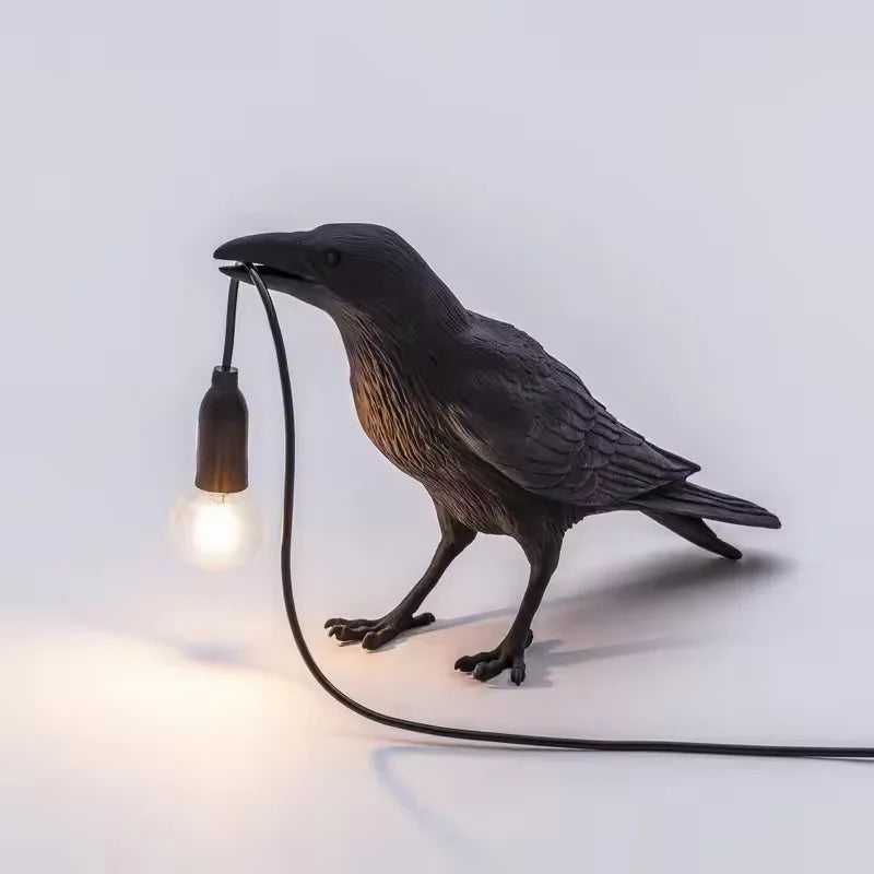 Nordic Resin Crow Wall Lamp Creative Auspicious Bird Desk Lamp Interior Decoration Lamp Bedroom Living Room Corridor Wall Lights