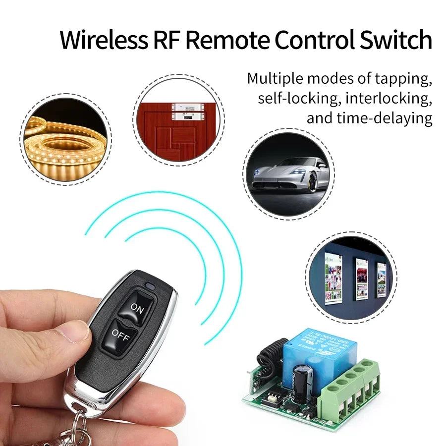 RF 433Mhz Smart Swith Universal Gate Remote DC 12V 10A Relay Receiver Asking Code DIY Mini Module for Garage Door LED Lighting