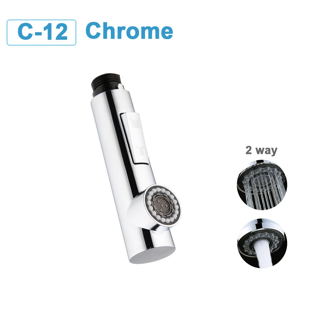G1/2 Kitchen Faucet Head Pull Out Shower Nozzle Sprayer Bathroom Sink Tap Replacement Accessory Black Silver Golden Head Aerator