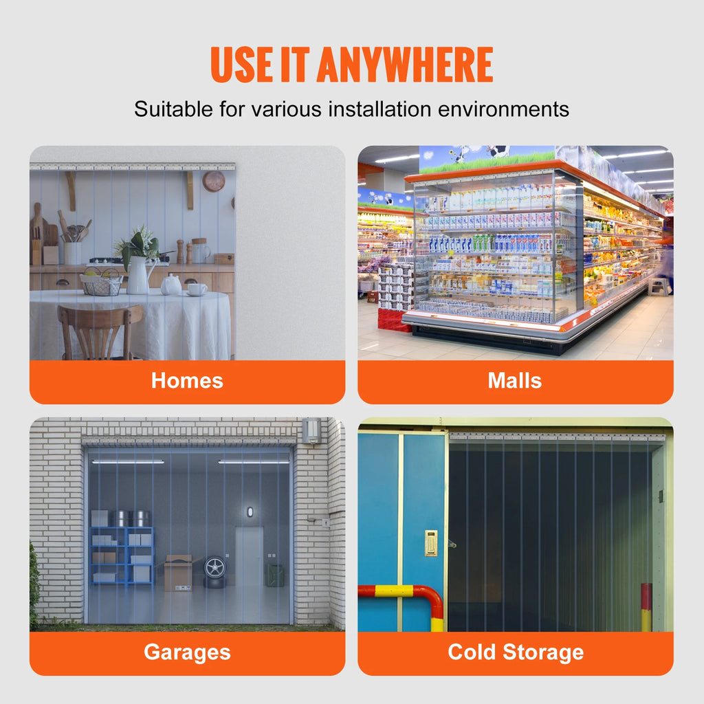 SucceBuy 96"x 72" Strip Curtain 0.08" Thickness Windproof Clear PVC Strip Door Curtains for Walk in Freezers Coolers & Warehouse