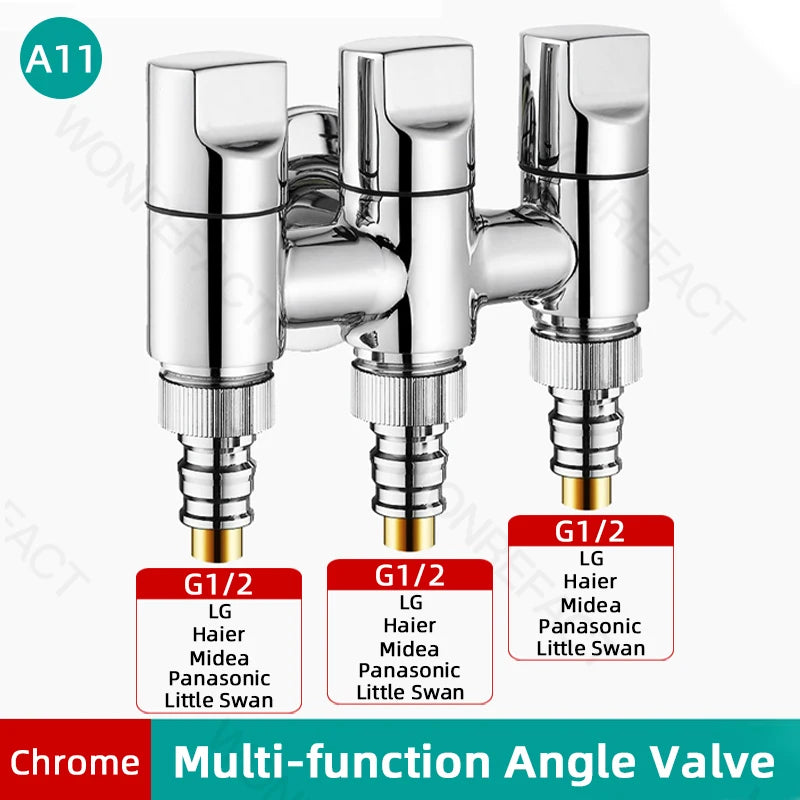 G1/2  Multi Function Washing Machine Faucet Brass Water Stop Quick Opening Angle Valve Wall Mounted  Bathroom Tool Accessories