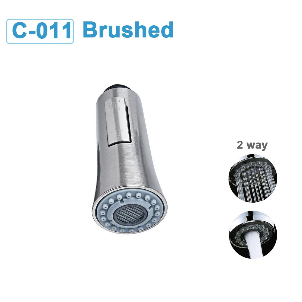 G1/2 Kitchen Faucet Head Pull Out Shower Nozzle Sprayer Bathroom Sink Tap Replacement Accessory Black Silver Golden Head Aerator