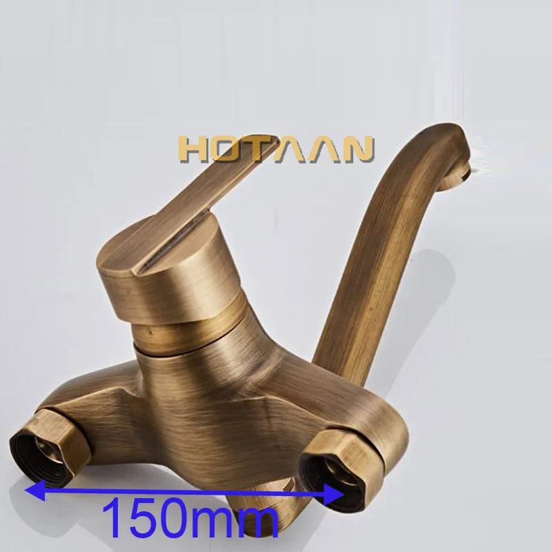 Hotaan Wall Mount Kitchen Sink Faucet Cold and Hot Rotate Swivel Water Mixer Tap Single Handle Torneira Cozinha with Long Nose