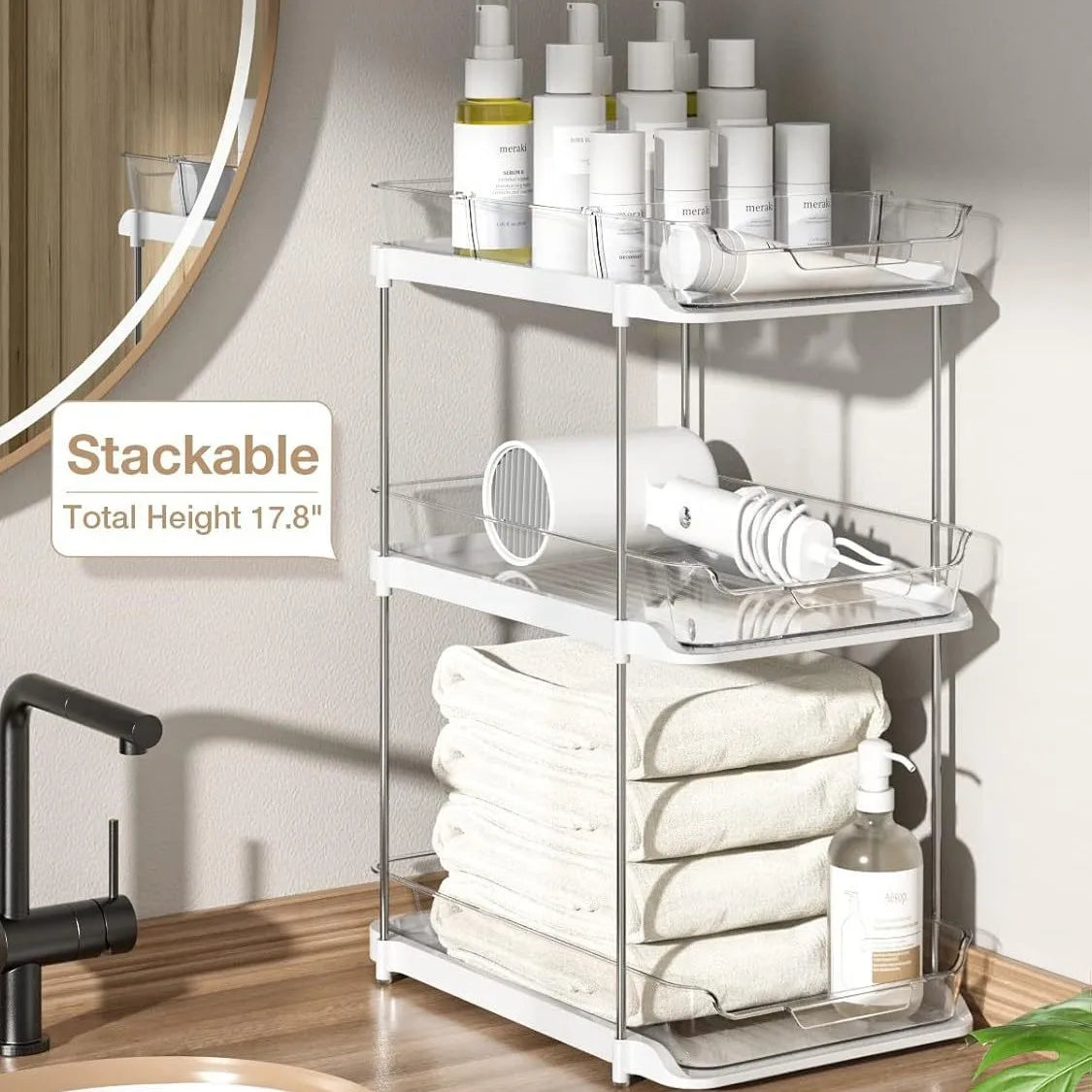 Kitchen Shelf Save Space Multi Under Sink Storage  Multifunctional Pull Out Drawer Organizer Bathroom Kitchen Accessories