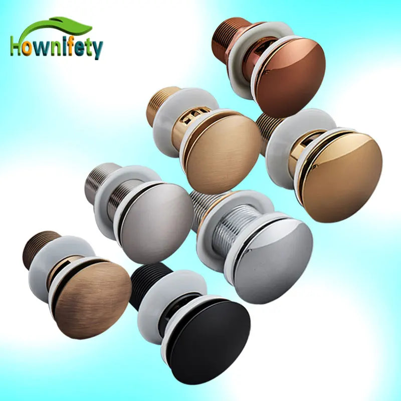Brushed Gold Pop Up Drain Bathroom Sink Plug Drainer Black Chrome/Rose Gold/ Nickel/Gold Faucet Wash Accessories
