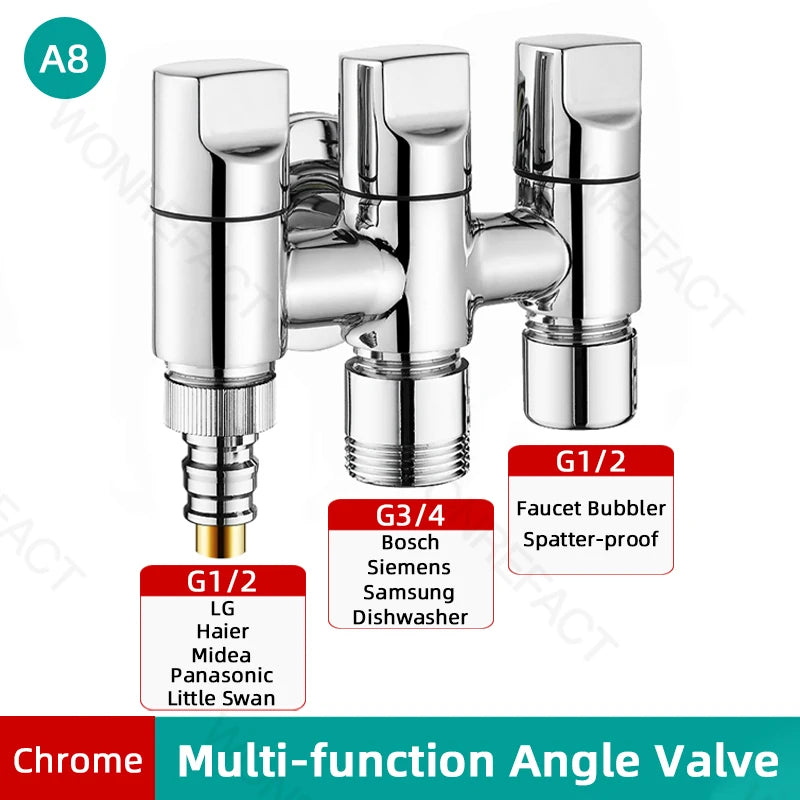G1/2  Multi Function Washing Machine Faucet Brass Water Stop Quick Opening Angle Valve Wall Mounted  Bathroom Tool Accessories