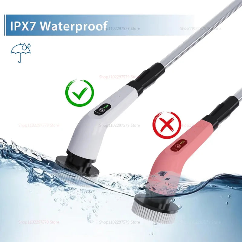 Electric Cleaning Brush 2 Gear Cordless Rotary Floor Scrubber Wireless 360 Degree Adjustable Handle Home Deep Cleaning Tool