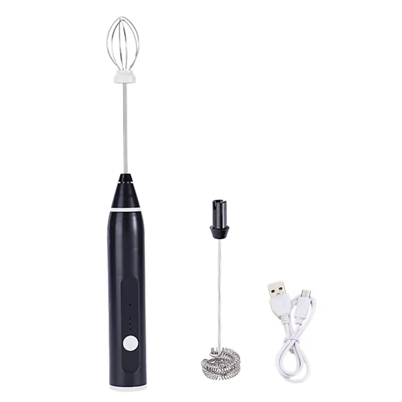 Electric egg mixer, handheld milk frother, 3-speed stainless steel coffee machine, wireless cream maker, kitchen tool blender