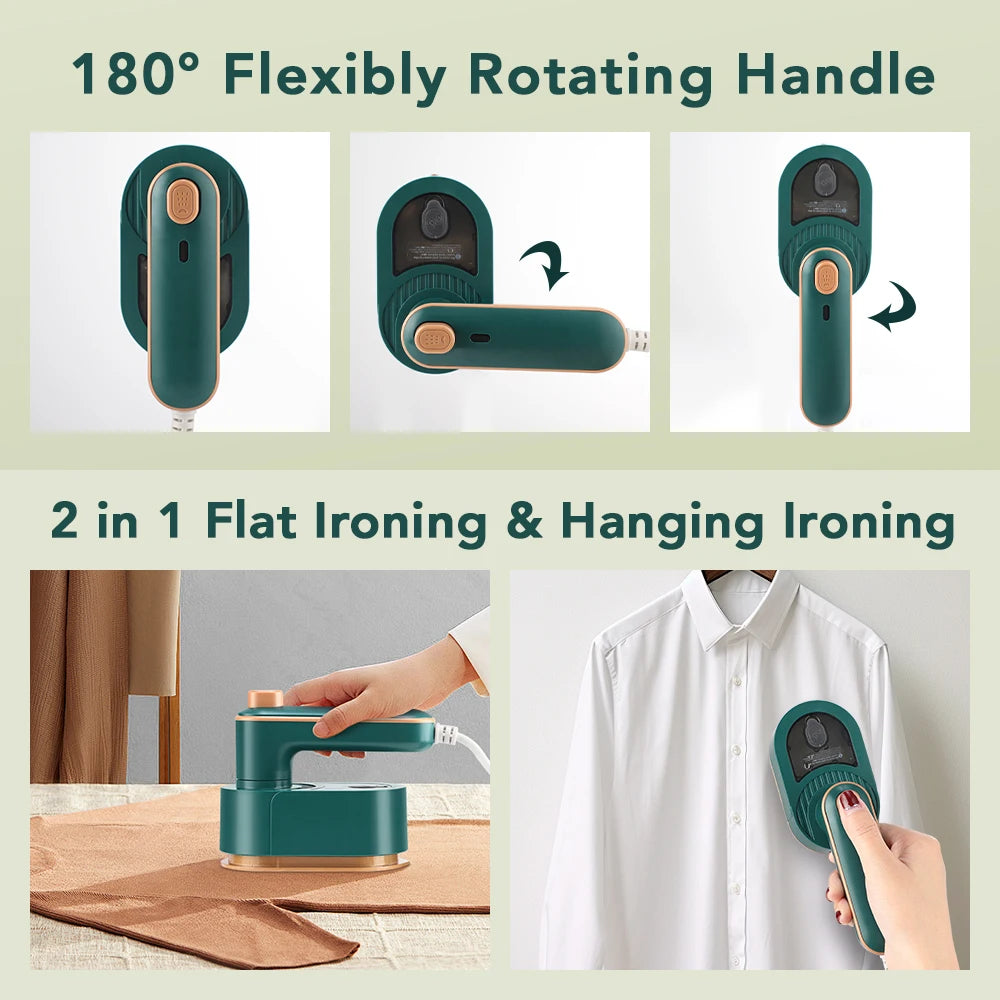 Handheld Mini Ironing Machine Portable 180 Rotary Ironing Machine Wet and Dry Steam Iron For Home and Traveling Steam Iron