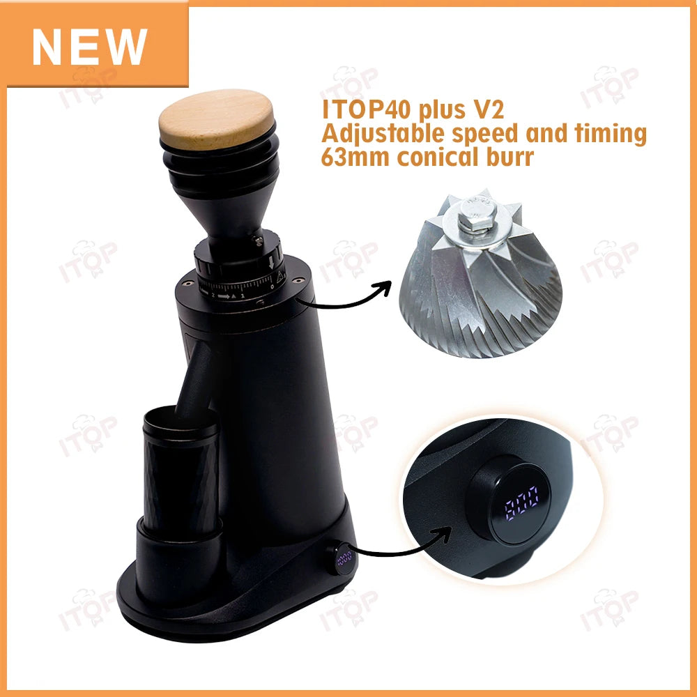 ITOP40 Plus-V1/V2 Coffee Grinder Machine 64MM Flat Titanium Burrs Adjustable Speed Version Coffee Grinder Espresso Grinder