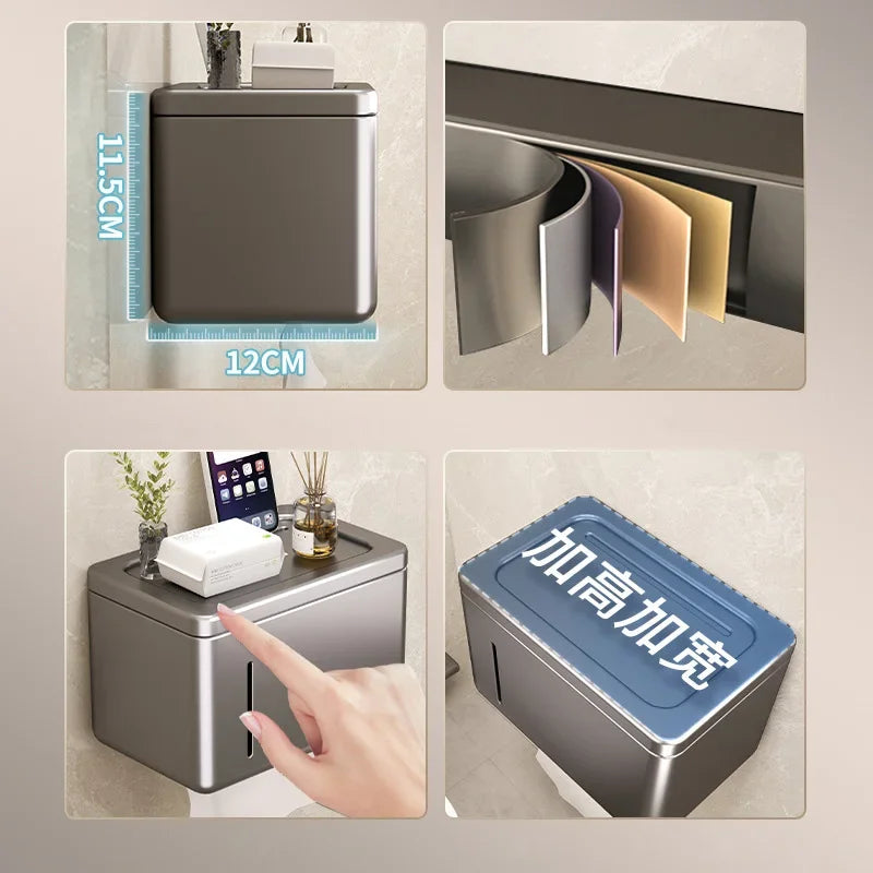 Toilet paper holder wall mounted waterproof roll paper holder toilet paper towel drawer storage rack bathroom accessories