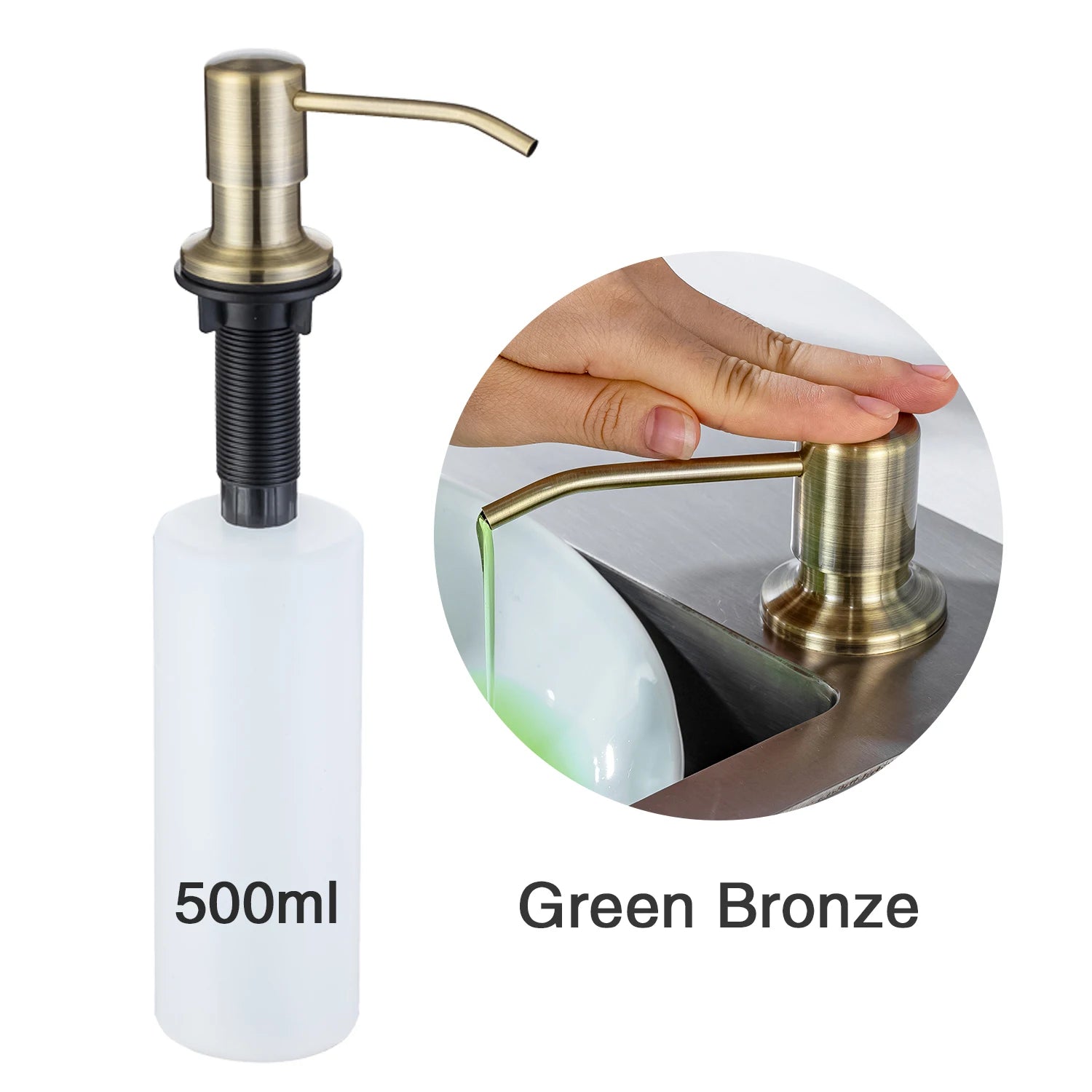 500ml Stainless Steel Detergent Dispensers Kitchen Sink Liquid Dispenser Soap PE Bottle for Bathroom Bronze Soap Dispensers