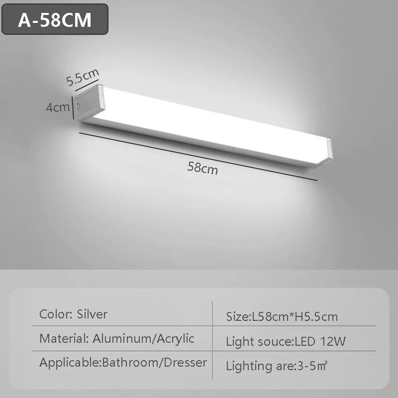 Modern LED Wall Light Hardwired Installation Mirror Vanity Light 6500K Cool Light For Bathroom Toilet Entrance Indoor Wall Lamp