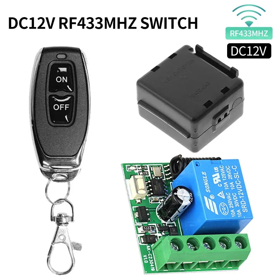 RF 433Mhz Smart Swith Universal Gate Remote DC 12V 10A Relay Receiver Asking Code DIY Mini Module for Garage Door LED Lighting