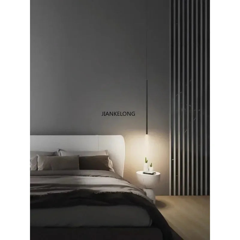 Modern Minimalist LED Longer Pendant Lights For Bedroom Bedside Reading Chandelier Lamps Living Room Bar Coffee Decor Fixtures