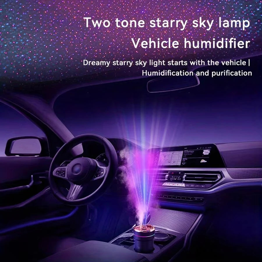 New Starry Sky Air Humidifier Aroma Essential Oil Diffuser with Projection Rechargeable 7 Colors Light Suitable for Car Bedroom