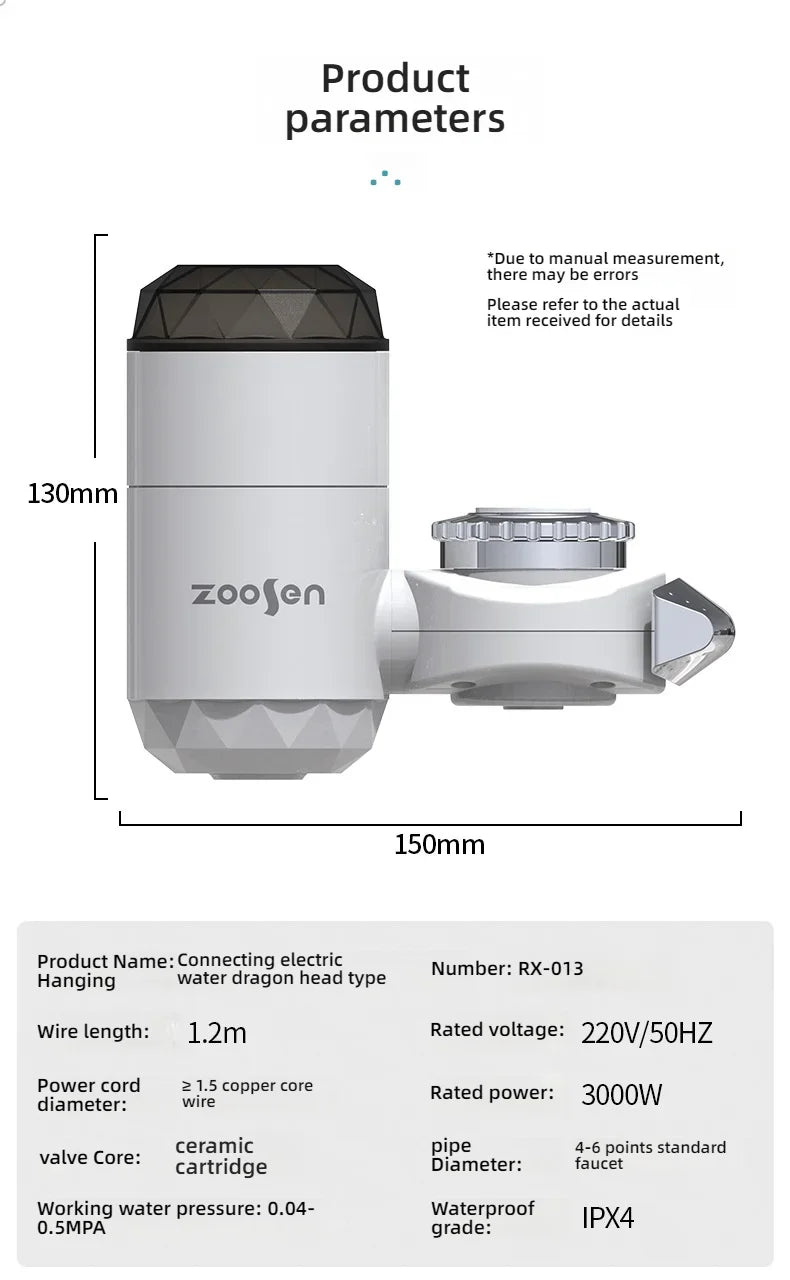 3000W Fast Heating Digital Display Instant Water Heater Tankless Heaters Kitchen Electric Hot Water Tap Bathroom Heating Faucet