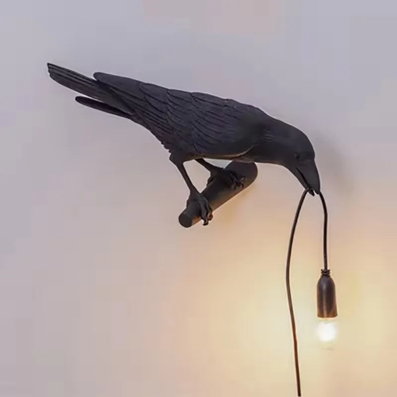 Nordic Resin Crow Wall Lamp Creative Auspicious Bird Desk Lamp Interior Decoration Lamp Bedroom Living Room Corridor Wall Lights