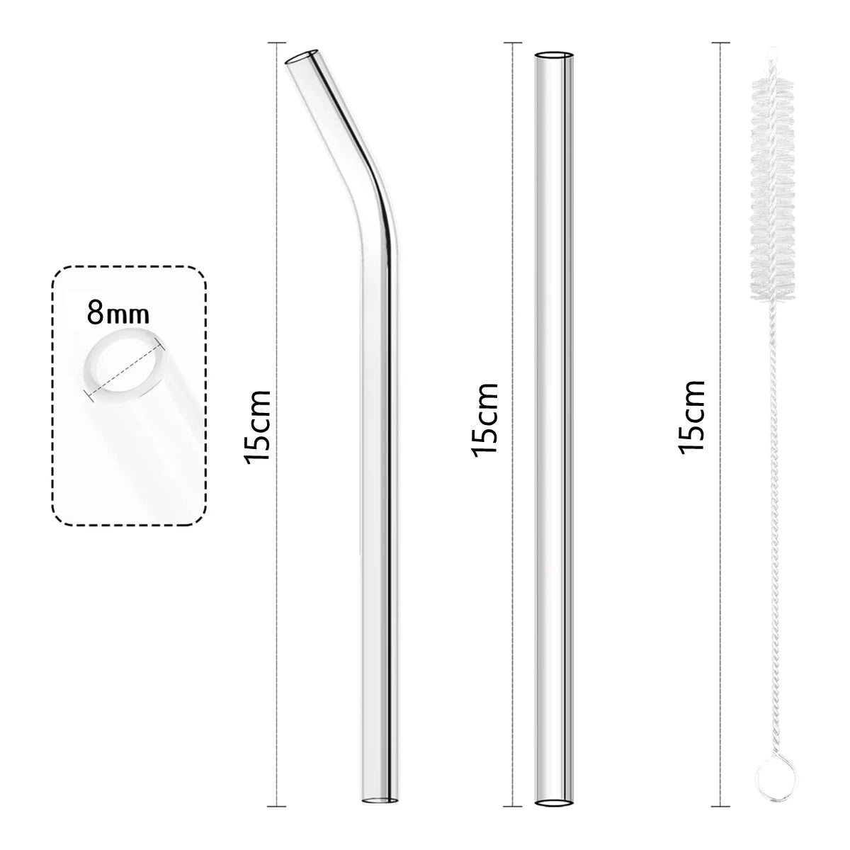 4/8pcs Reusable Glass Straws Eco-friendly Drinking Straws for Smoothies Milk Coffee Drinks Bar Accessories Short Cocktail Straws