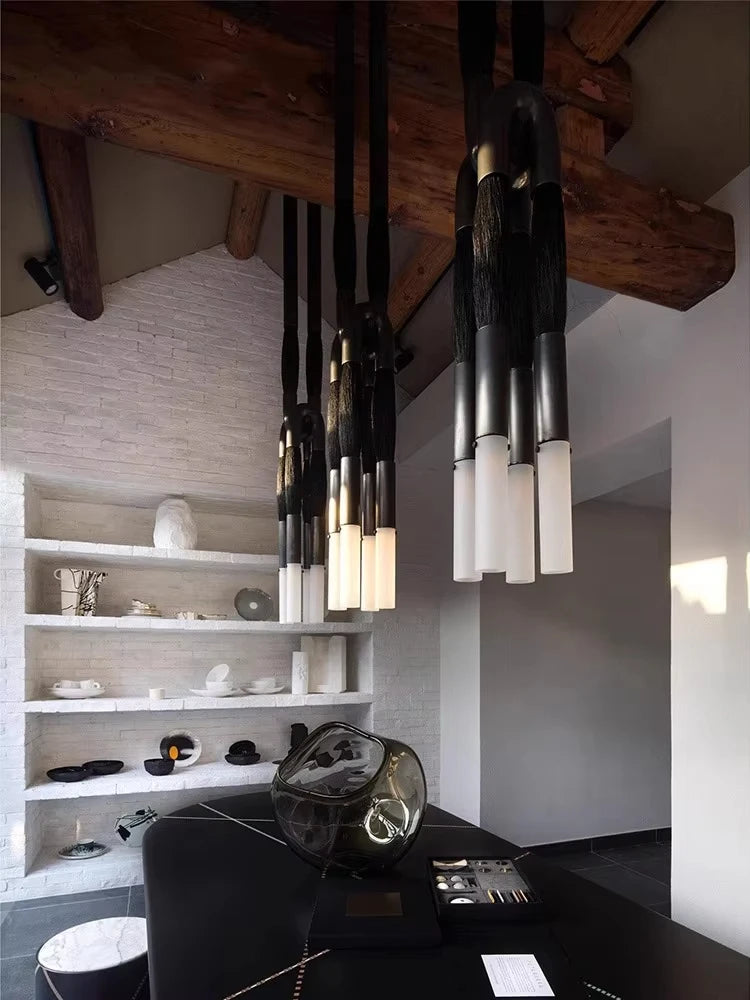 Horsehair Kitchen Chandelier Luxury Retro Copper Decoration LED Villa Lights Bedroom Background Wall Light Living Room Wall Lamp