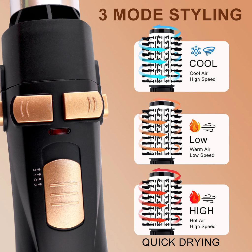 Hatteker EU 4-Head Hair Dryer Hot Air Brush Strong Wind Electric Straightener Curler Roller Comb Blower Styling Tool for Women