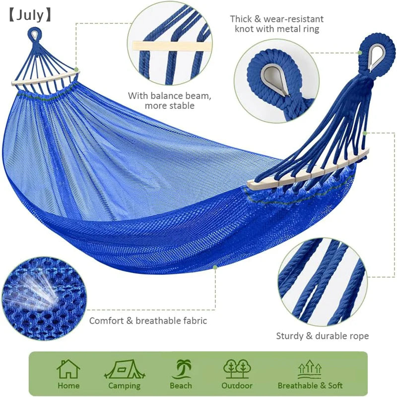 Ice Silk Outdoor Camping Swing Hammock Sturdy Portable Breathable Mesh Ice Silk Hammock Bed Hang Cooling Hammock For Garden