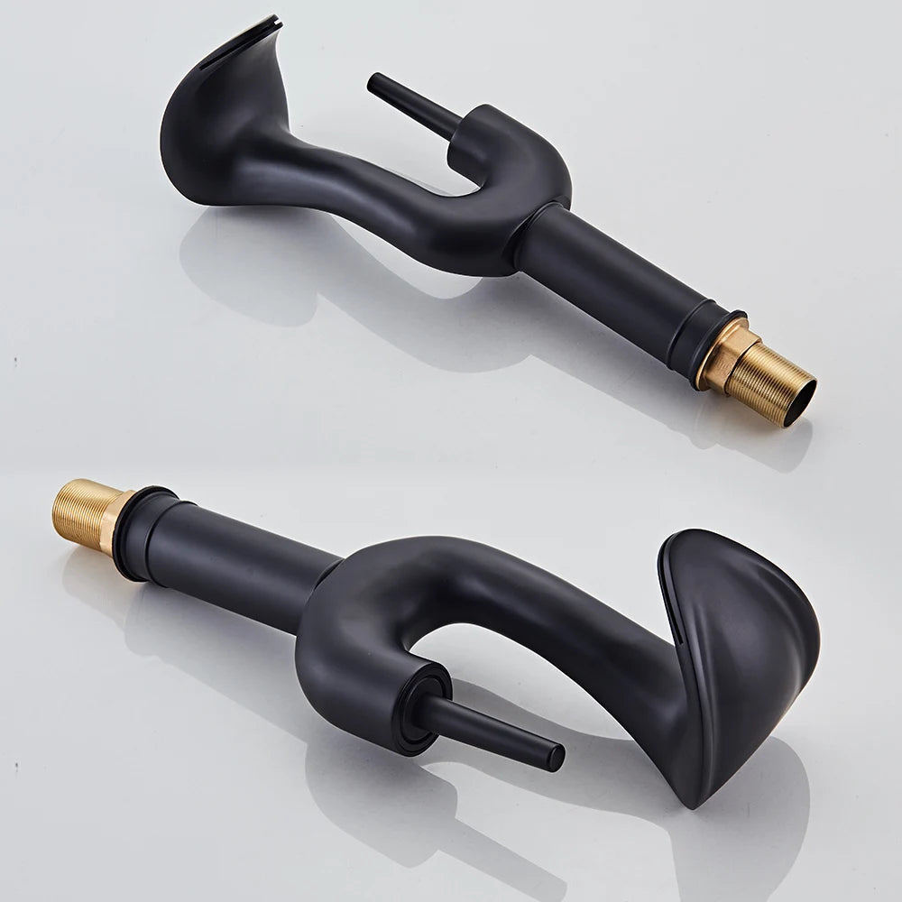 BAKALA Waterfall Chrome Single Handle Bathroom Faucet Solid Brass Dressing Table Sink Basin Tap with Drain Set