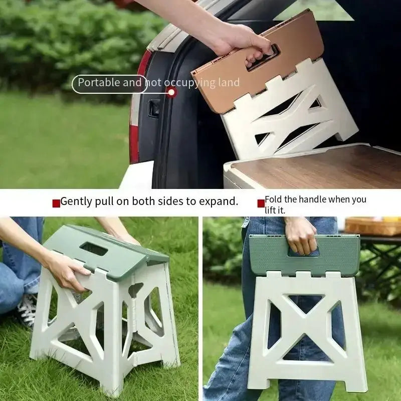 Stool with Handle Lightweight Plastic Foldable Step Stool Home Outdoor FishingChair Simple -slip Convenient and Easy To Carry