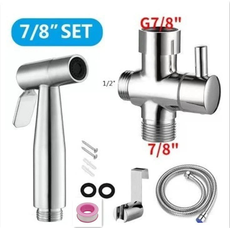 Handheld Toilet Bidet Faucet Sprayer Toilet Self Cleaning Shower Stainless Steel Bathroom Hand Bidet Spraye Set Head No Punch