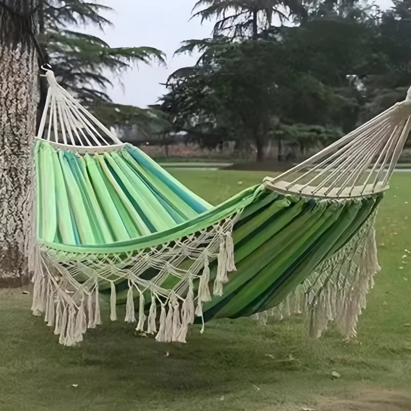 Single Wide Thick Canvas Hammock Outdoor Camping Backpackaging Leisure Swing Portable Hanging Bed Sleeping Swing Hammock