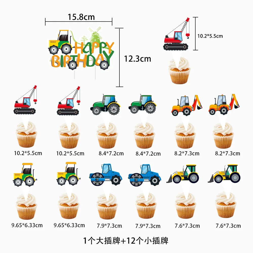 Tractor Cake Topper Green Farm Vehicle Cars Happy Birthday Cake Topper Kids Farm Tractor Themed Party Tractor Cake Decortions