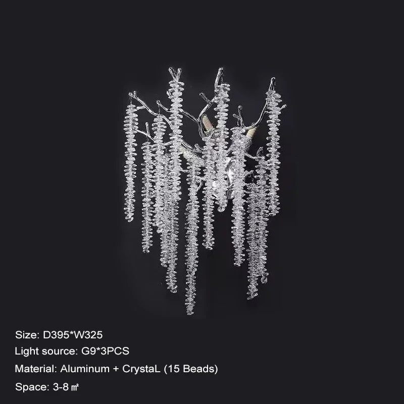 Aluminum Chrome Chandelier Crystal Tassel Designer Lamp Dining Room Light Fixture Home Decor Tree Branch Led Lighting Round