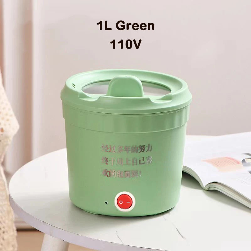 110V Mini Electric Cooking Pot Multifunctional Rice Cooker Hot Pot Instant Noodles Porridge Omelette Quick Food Pot Frying Pan