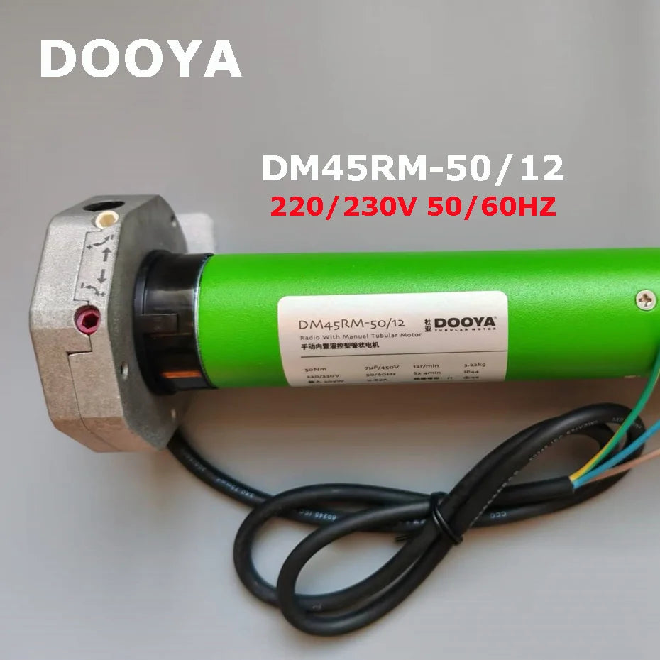 Dooya DM45RM 50/12 Tubular Motor Short Axis for Motorized Rolling Shutter Door/Awning/Sunshade,by Manual Control+DC2760AM Remote