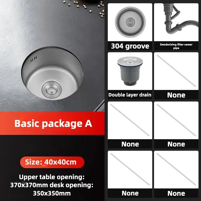 Black Round Bar Sink Nano Stainless Steel Single Basin Small Kitchen Dishwashing and Vegetable Washing Sink kitchen sink cocina