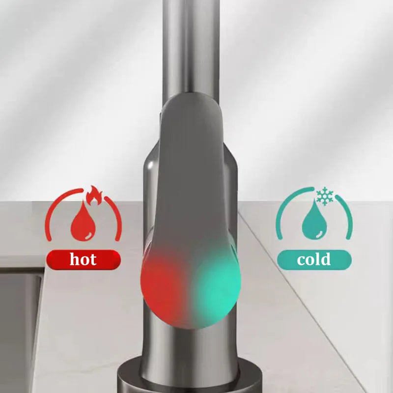 Stainless Steel High Quality Kitchen Faucet Pull-out Sink Household Sink Kitchen Hot and Cold Faucet Rotatable