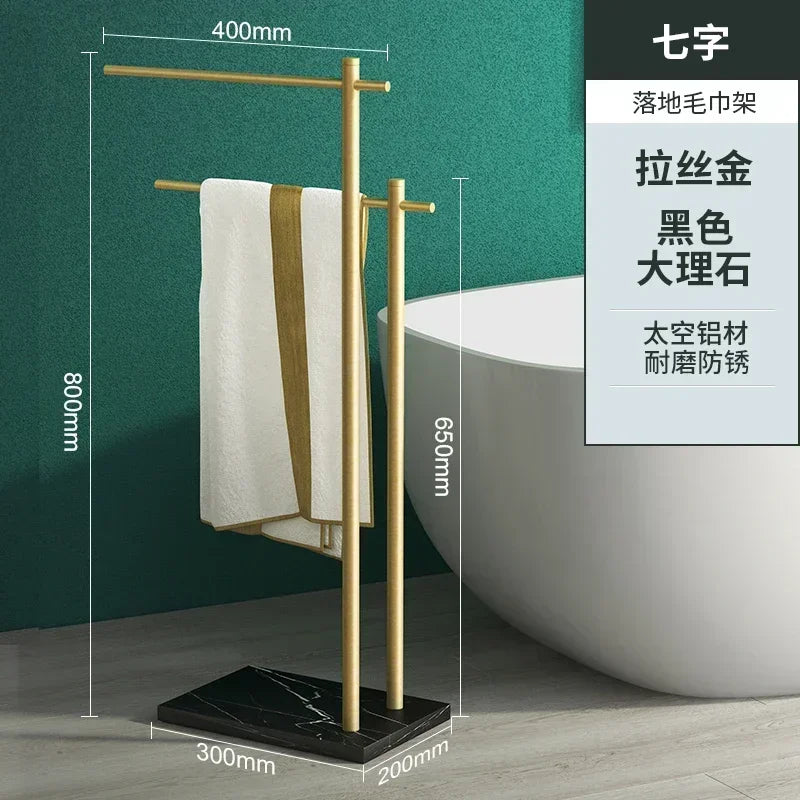 Marble Floor Towel Rack Luxury Bath Towel Stand Storage Shelf Elegant Style Organizer Bathroom Storage