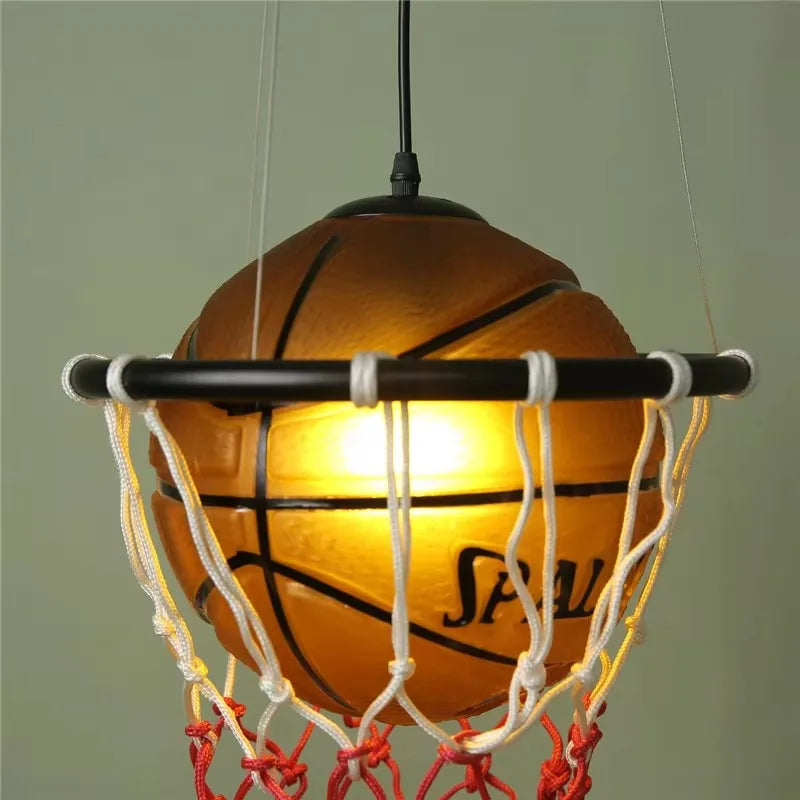 Basketball Pendant Light Modern LED Chandelier for Kids Room Living Room & Restaurant Sports Themed Hanging Fixture