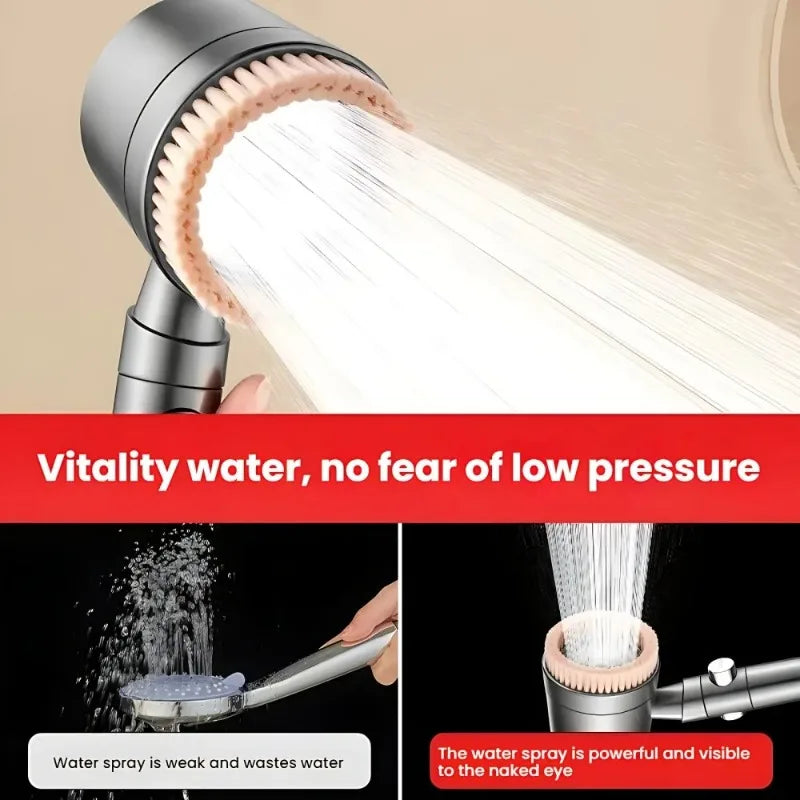 5 Modes Handheld Filter Shower Head Turbocharged High Pressure Spa Nozzle with One Key Stop Scratch Resistant Water Saving